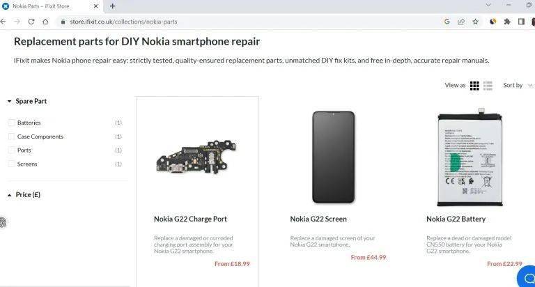 手机看片5:iFixit 已上架Nokia G22手机零件，承诺供应5年时间
